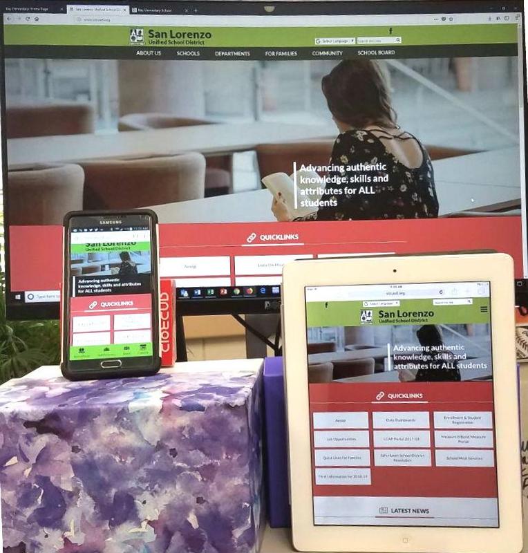 District Home Page on a Computer, Tablet and Phone