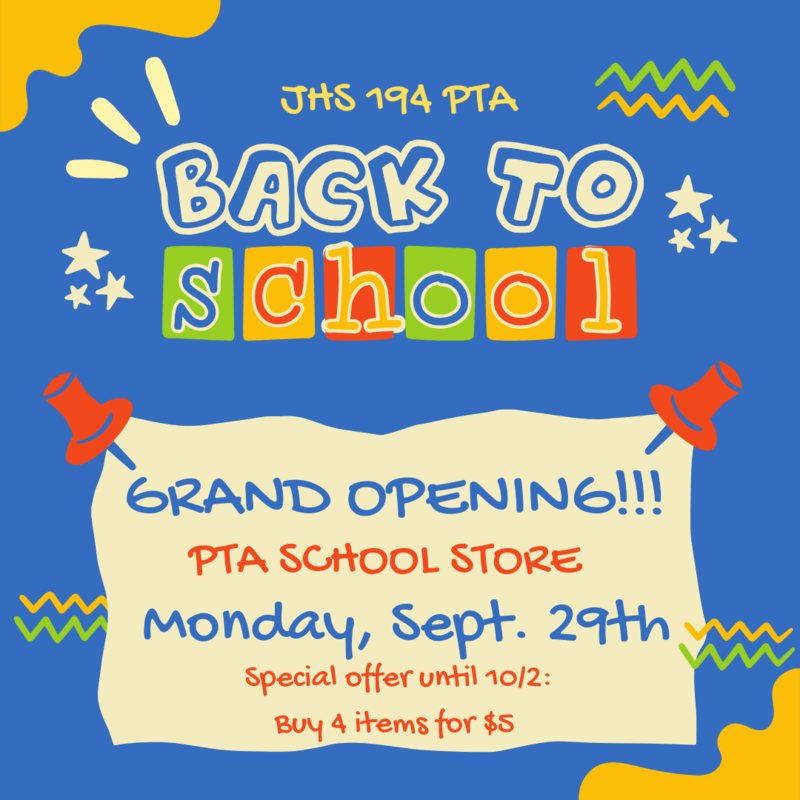 PTA School Store Grand Opening Flyer