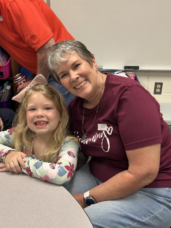 Grandmother and student at Crestview elementary tea party