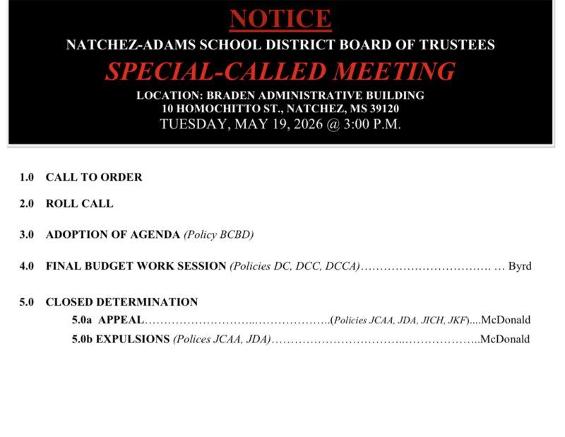 Special Called Board Meeting