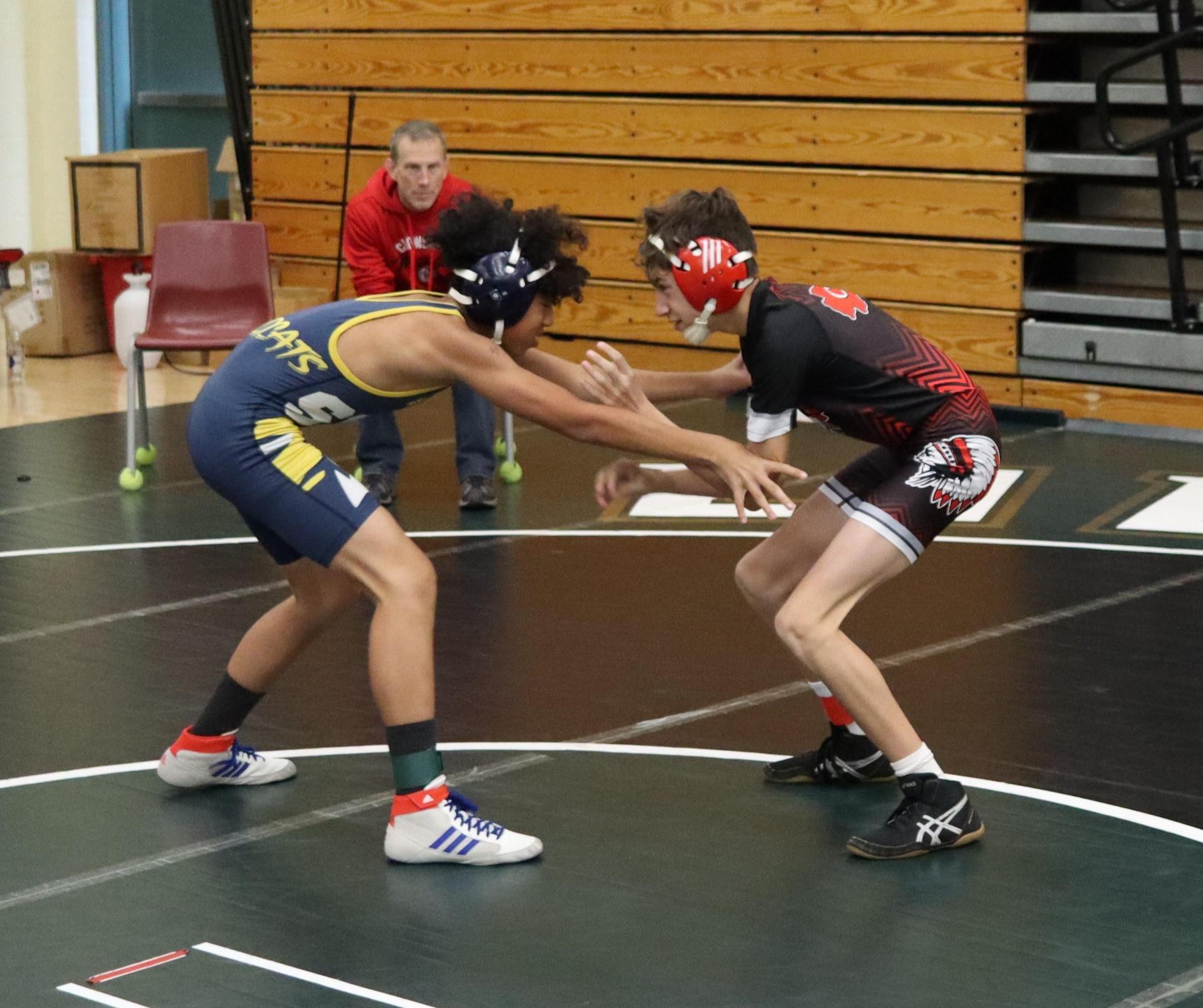 wrestlers in action at the Hawks invitational