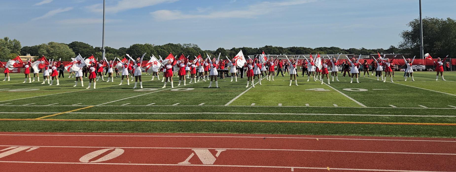 CHSW Band and Ettes perform on the field during the Homecoming Pep Rally.