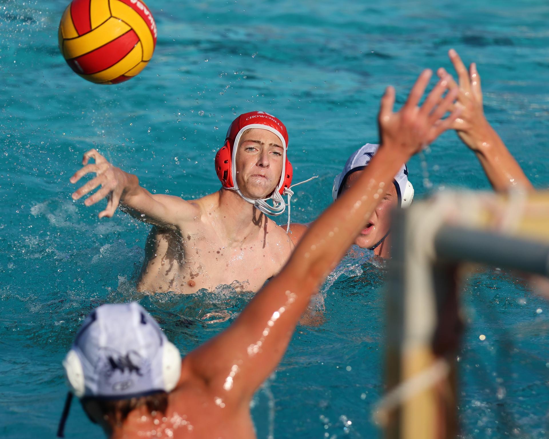 Boys playing water polo against Yosemite