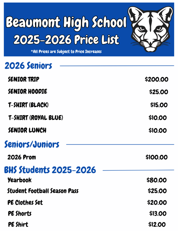 Current pricing for 2025-26 school year. Pricing and availability are subject to change.