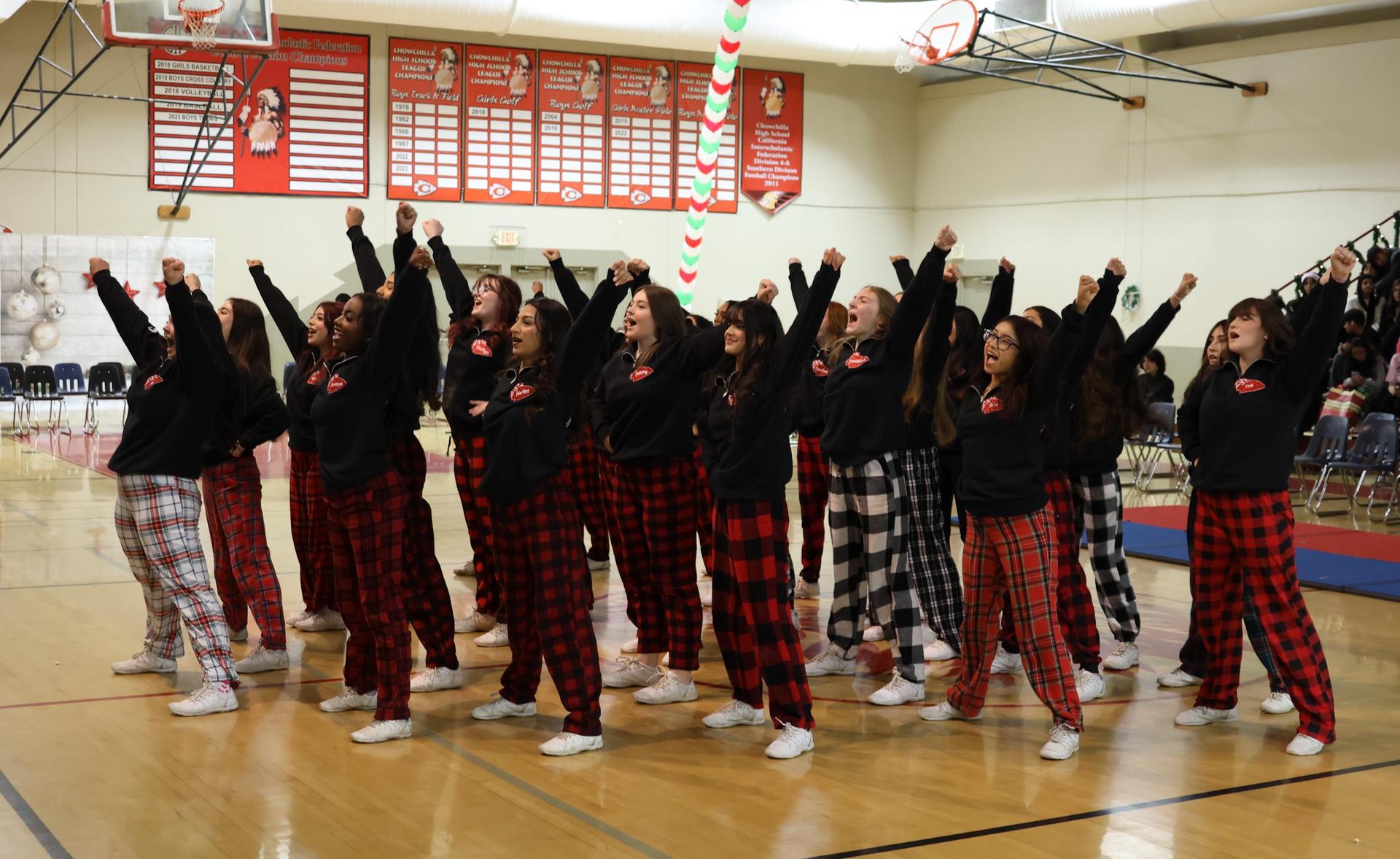 cheer performing at the rally