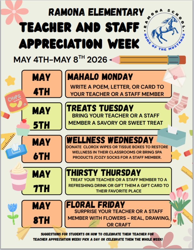 Teacher and Staff Aprreciation Week 2026
