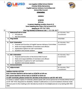 Orientation Agenda