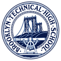 Logo of Brooklyn Technical High School with bridge design.