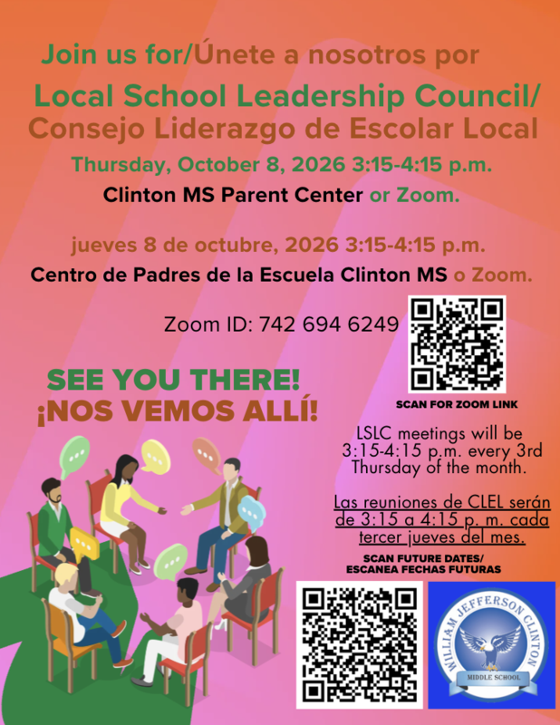 LSLC Meeting October 8 from 3:15-4:15 p.m. in parent center.