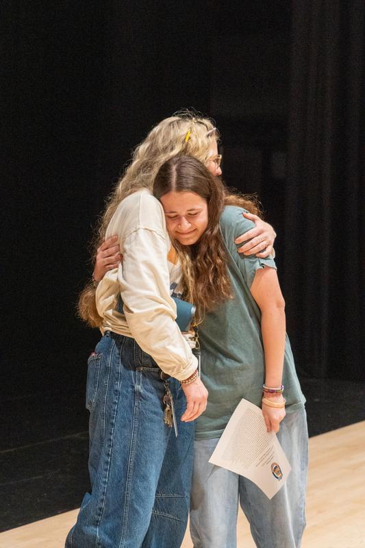 Lindsey Pierson and Ellasyn Stevens hugging