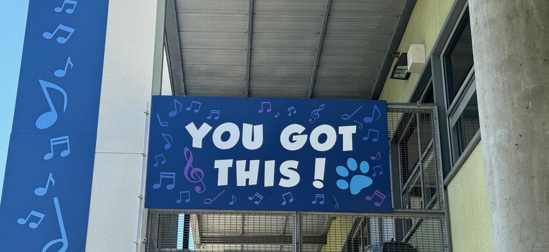 Banner with the text 'You Got This!' and musical notes.