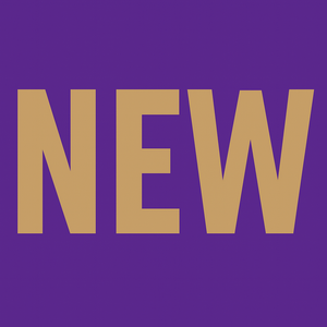 the word NEW in PECS purple and gold