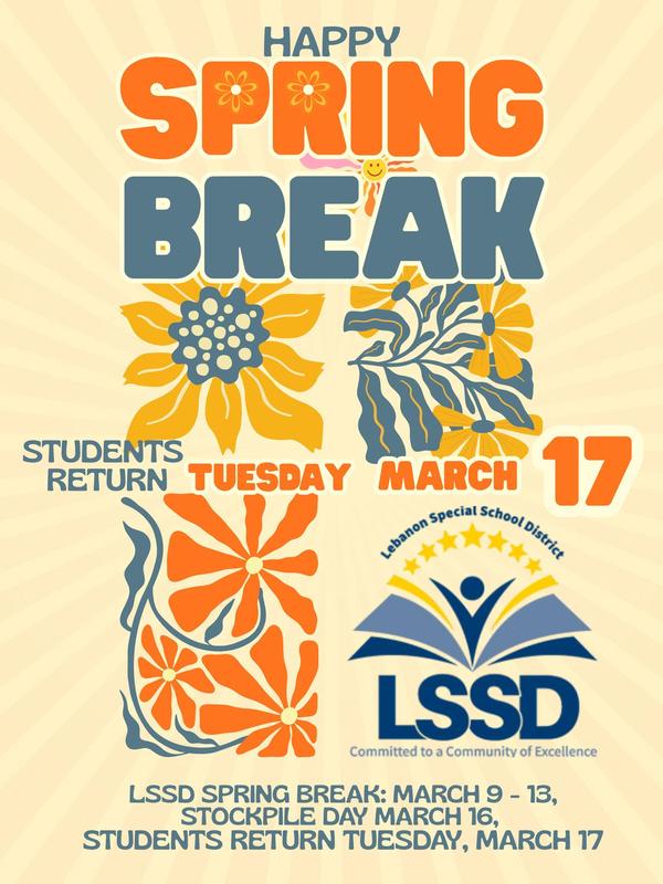 LSSD Spring Break: March 9 - 13. Stockpile Day: Monday, March 16. Students Return: Tuesday, March 17, 2026.