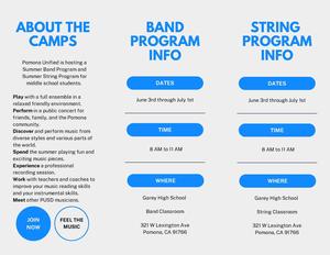 PUSD Music Camp - flyer dates and locations