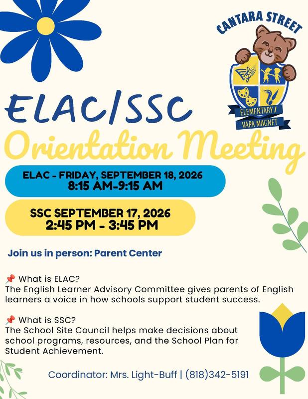 ELAC/SSC Meeting flyer