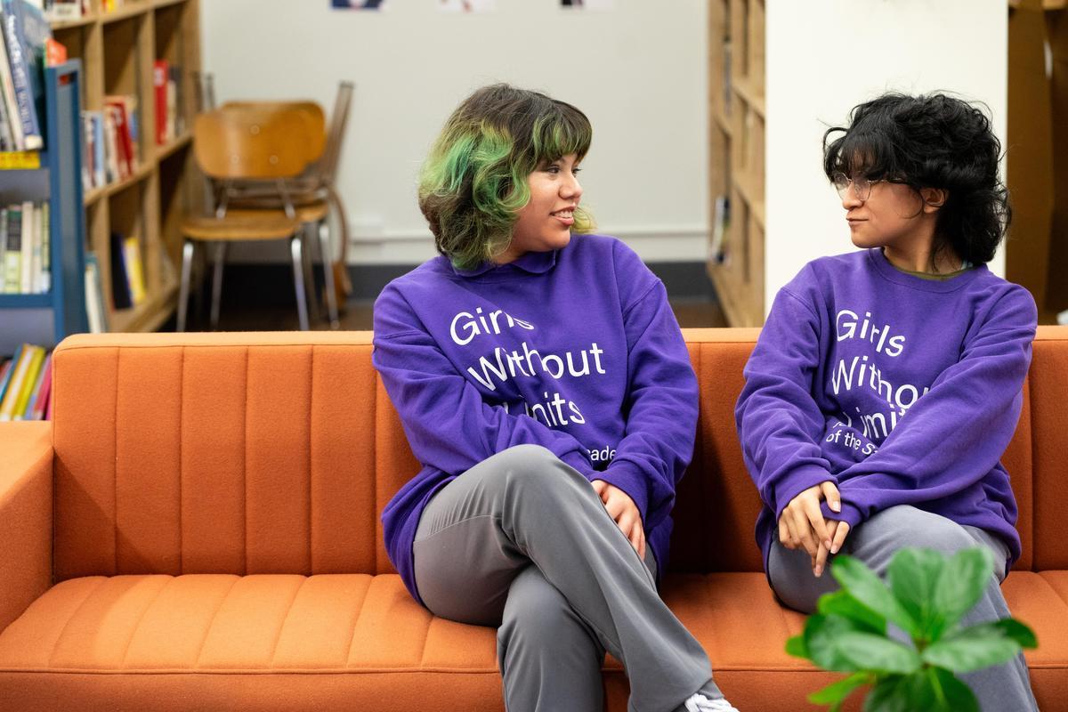 Students Sitting on Couch in Josephinum Academy Library