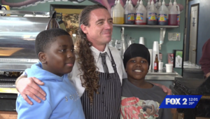 Ice Cream Shop Owner with Hero Boys