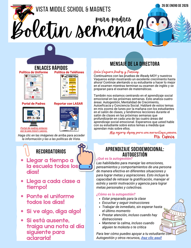 Boletín semenal para padres