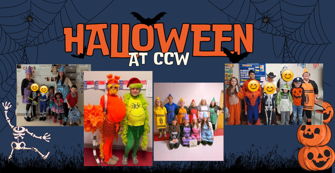 Collage of Halloween celebrations with children in costumes and festive decorations.