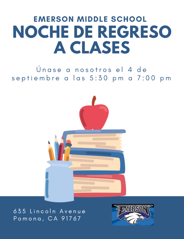 Back To School Night 2025 / Noche de regreso 2025 Sept 4, 2025, 5:30pm to 7:00pm
