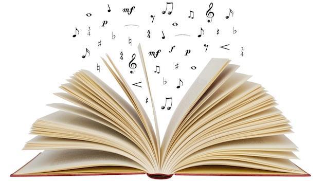 Image of open book with music