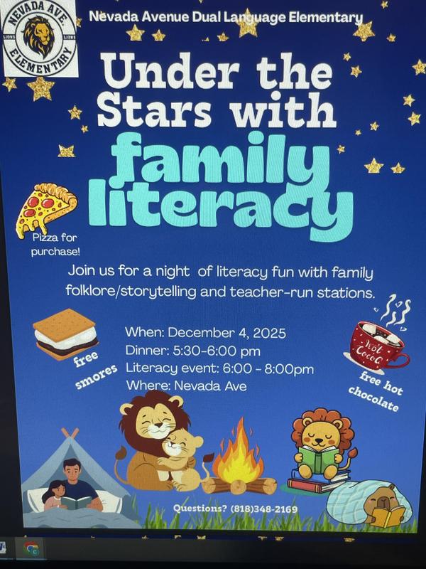 Join us at Nevada Elementary on December 4th from 5:30-6:00pm
