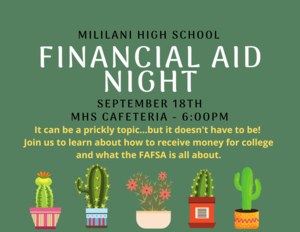 Financial Aid Night - Sept. 18 @ 6:00pm