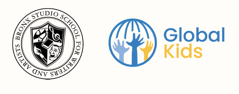 School logo with global kids logo of hands in a illustrative globe