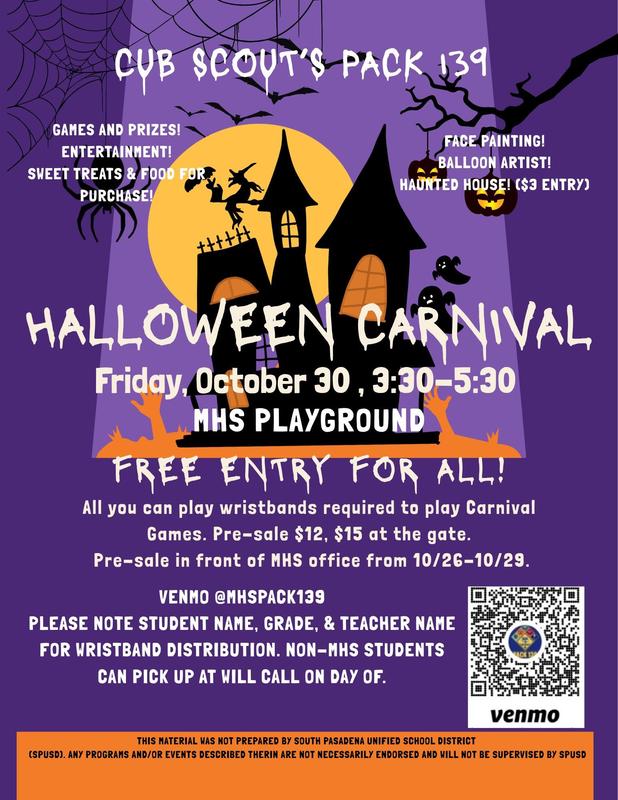 Cub Scout's Annual Halloween Carnival - Free Entry For All - Fri. Oct. 30 Featured Photo
