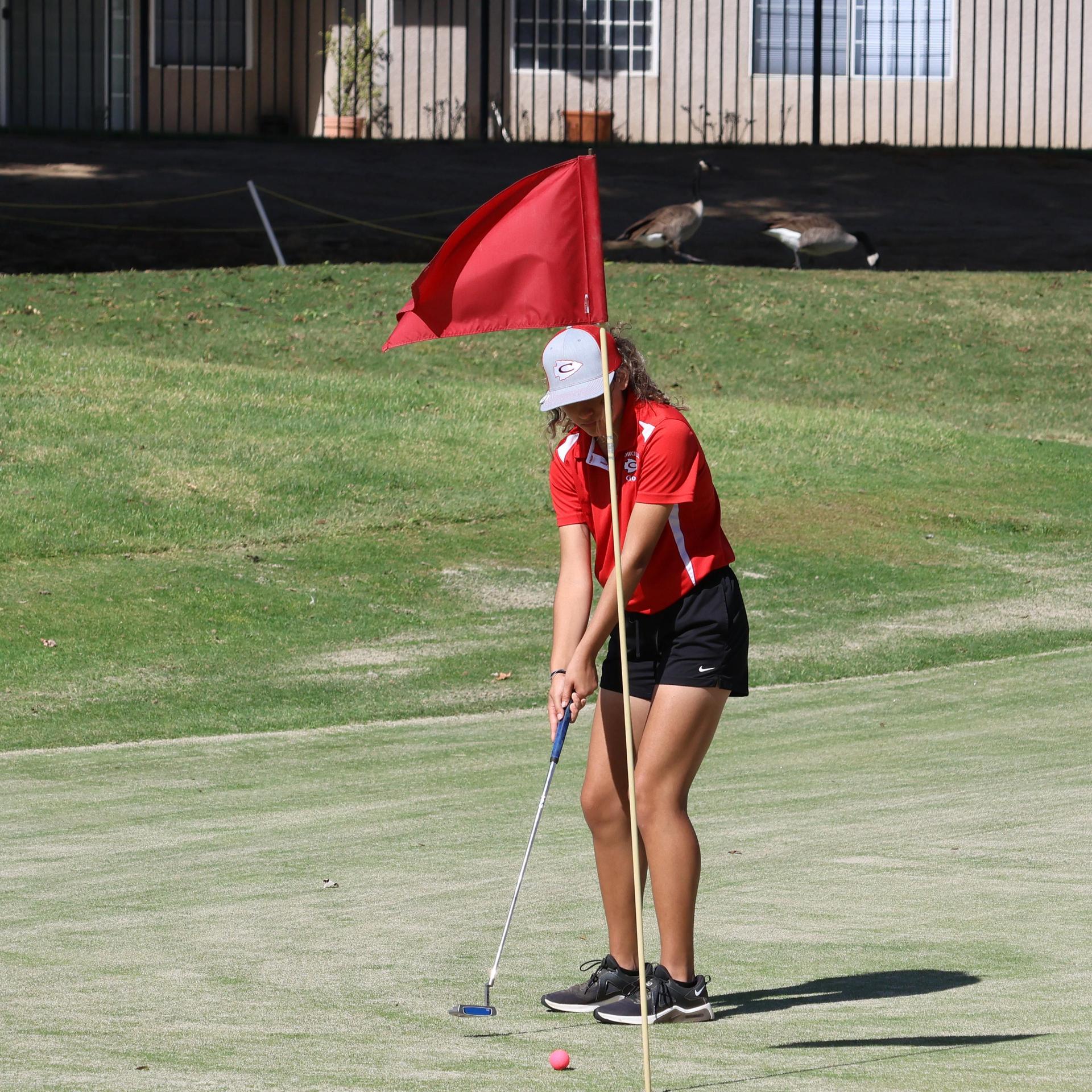 Girls golfers in action at the championships