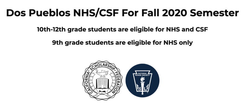 Fall 2020 NHS/CSF Membership Drive is on NOW Featured Photo