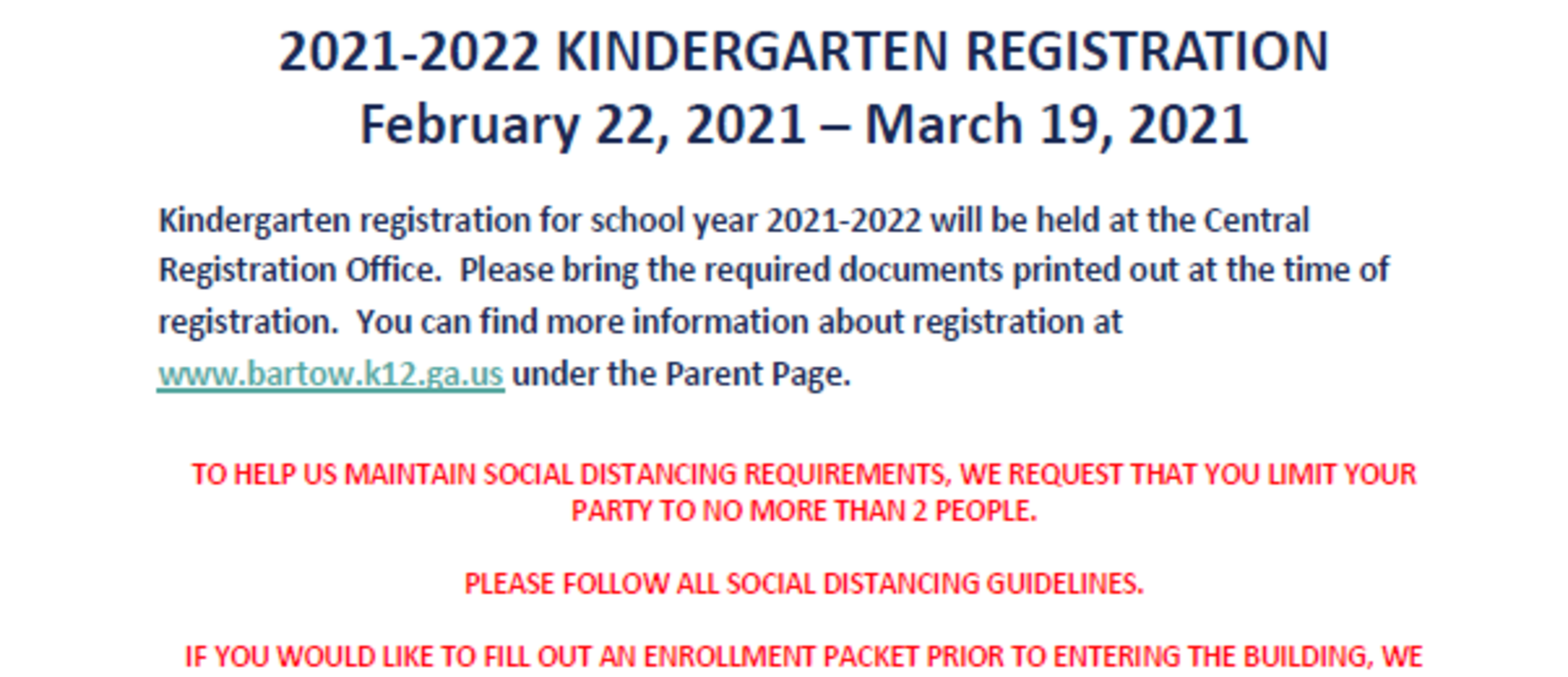 Kindergarten Registration