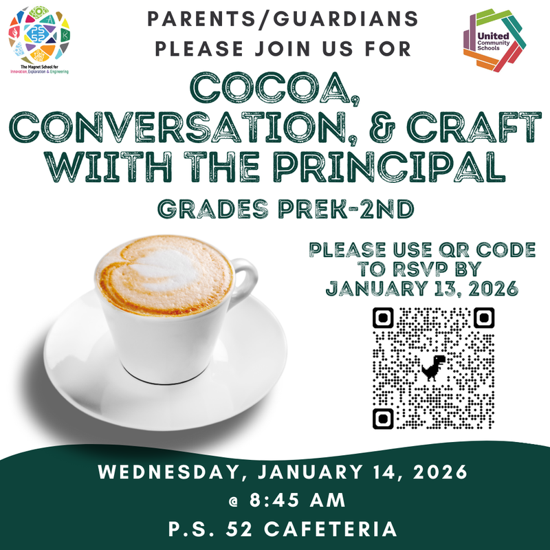 Hot mug on flyer for school event - English