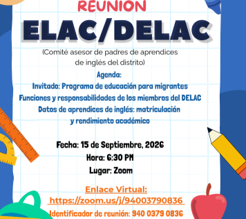 ELAC/DELAC Meeting- 9/15/2026 (English and Spanish) Featured Photo