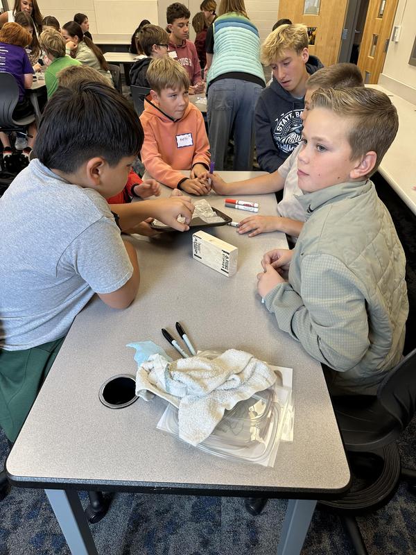 Students during water project