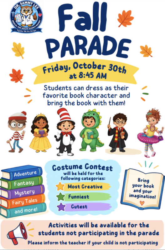 Parents/Families, we invite you to join us for our Fall Parade! - ¡Padres y familias, los invitamos a acompañarnos en nuestro Desfile de Otoño! Featured Photo