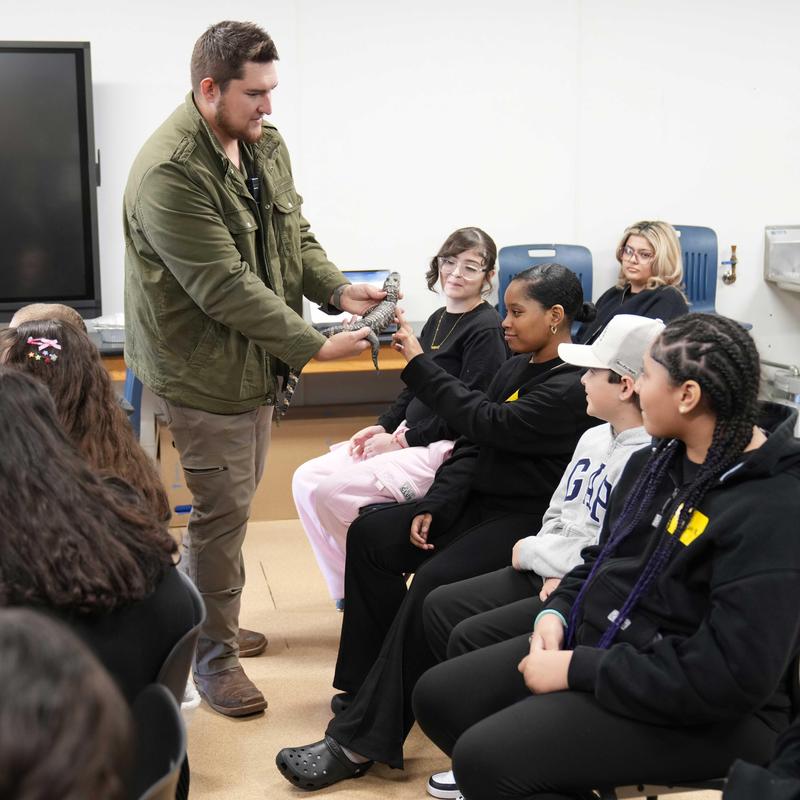 instructor and student during an animal exhibit