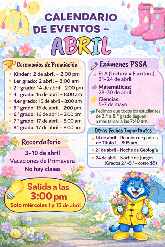 April Calendar Spanish