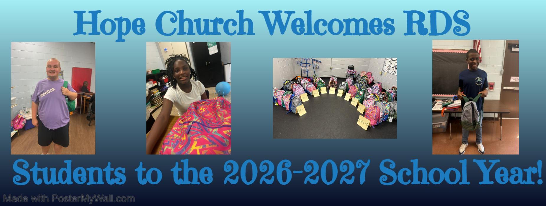 Welcoming collage featuring students and school supplies for the 2026-2027 year.