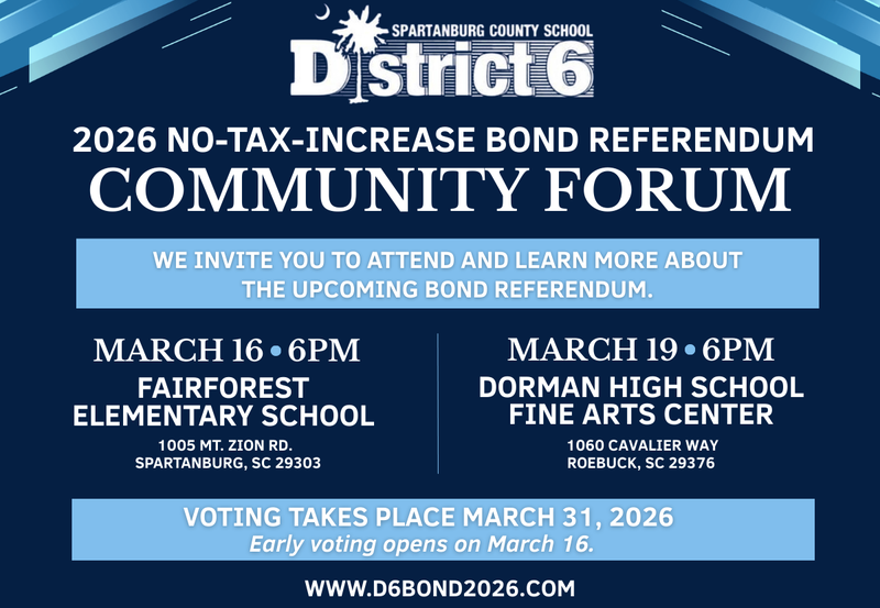 Blue Box with Community Forum Dates March 16 and 19 at 6pm