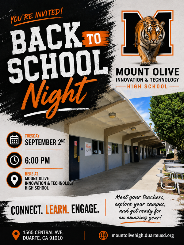 Back to school night invitation at Mount Olive High School.