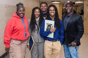 Xaiveyon poses for a photo with Ms Lawson