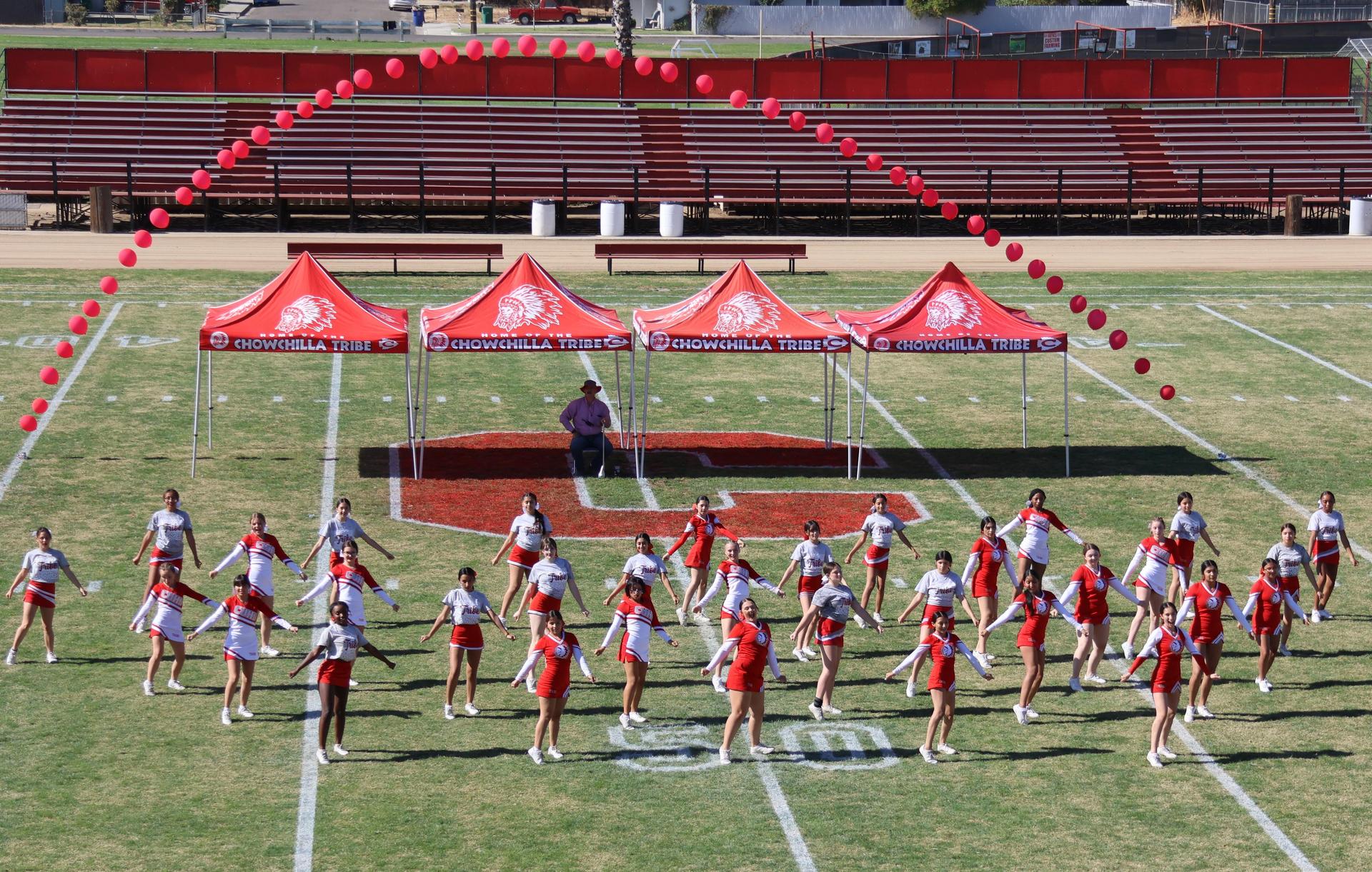 students and staff at the homecoming rally