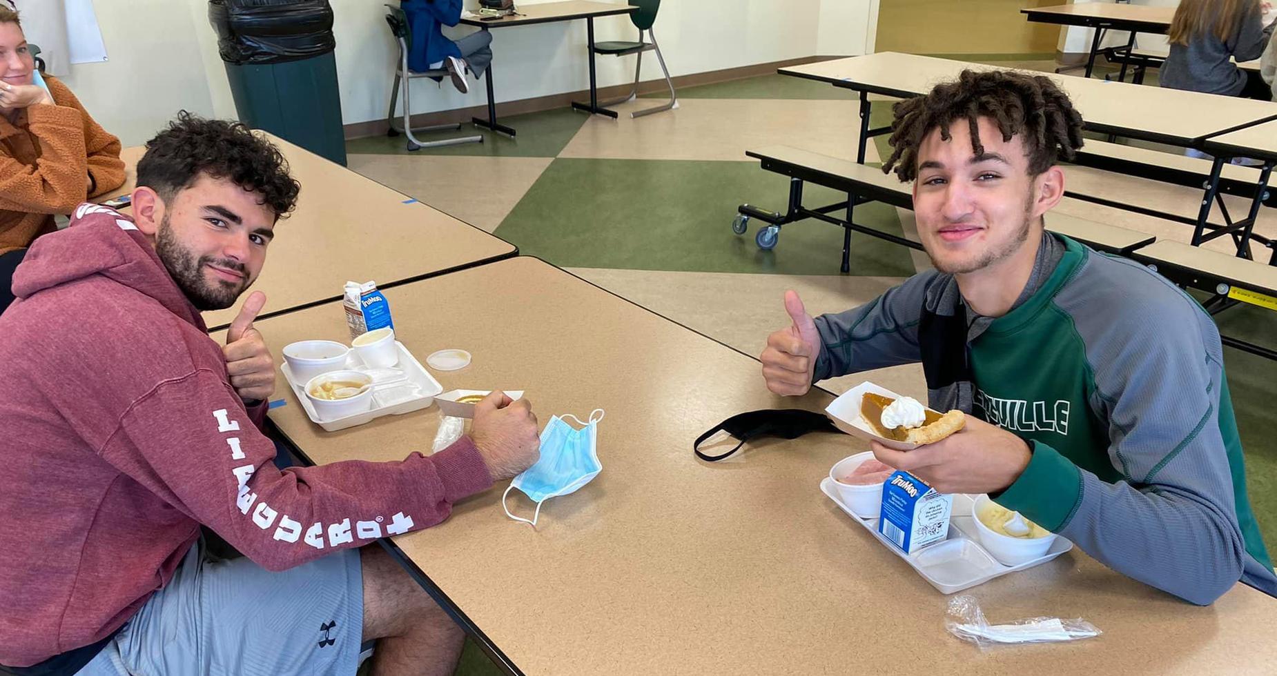 Students enjoying the 2020 GHS Thanksgiving Meal