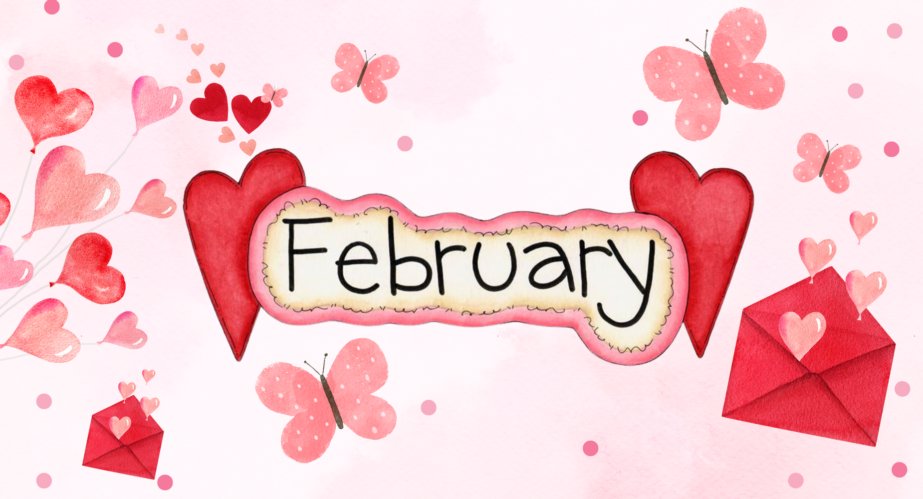 February poster with hearts