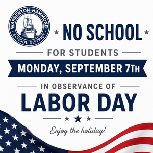 No School September 7th - Labor Day