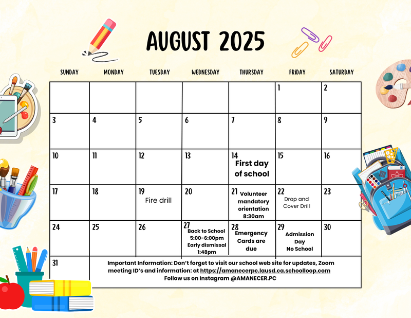 Calendar - August