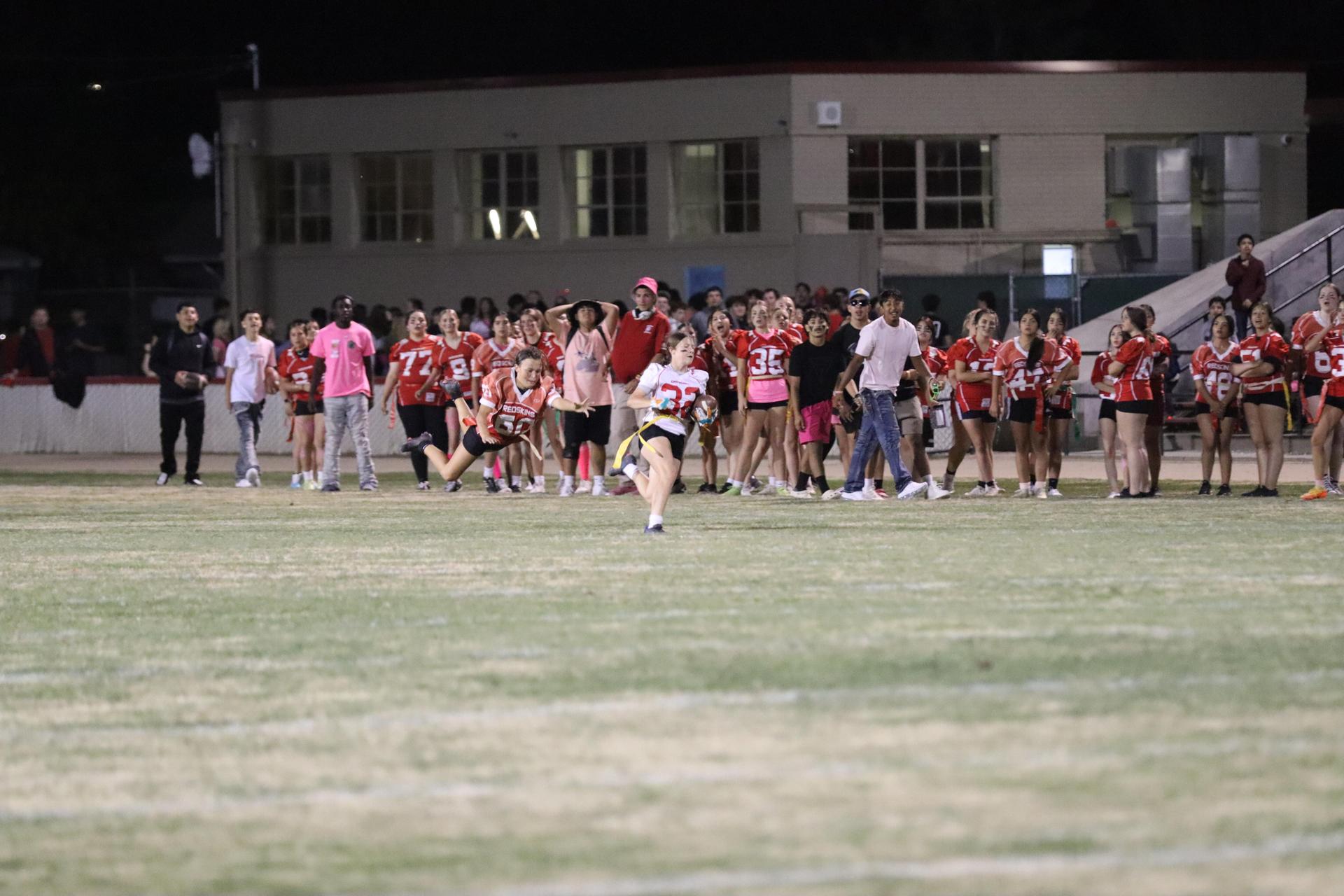 girls playing flag football