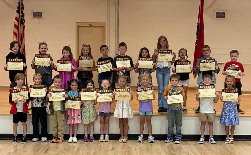 Picture of September 2026 TPES Students of the Month with their certificates.