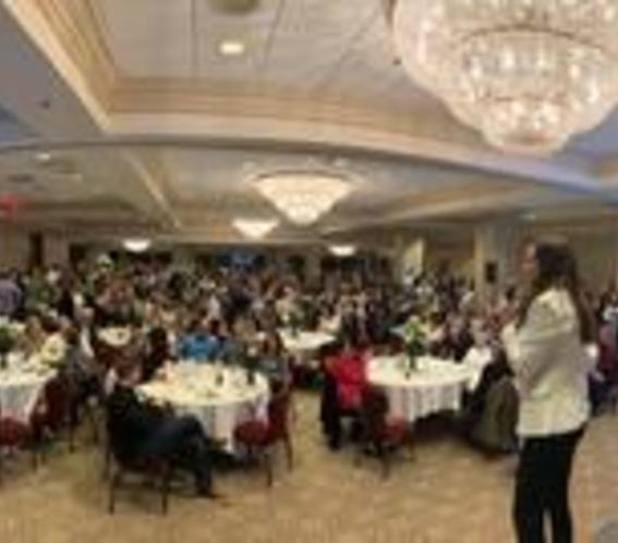 Emcee in front of crowd